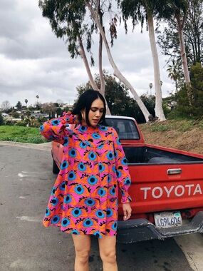 Nooworks 2X Rayon Stevie Dress in Psychedelic Eyes